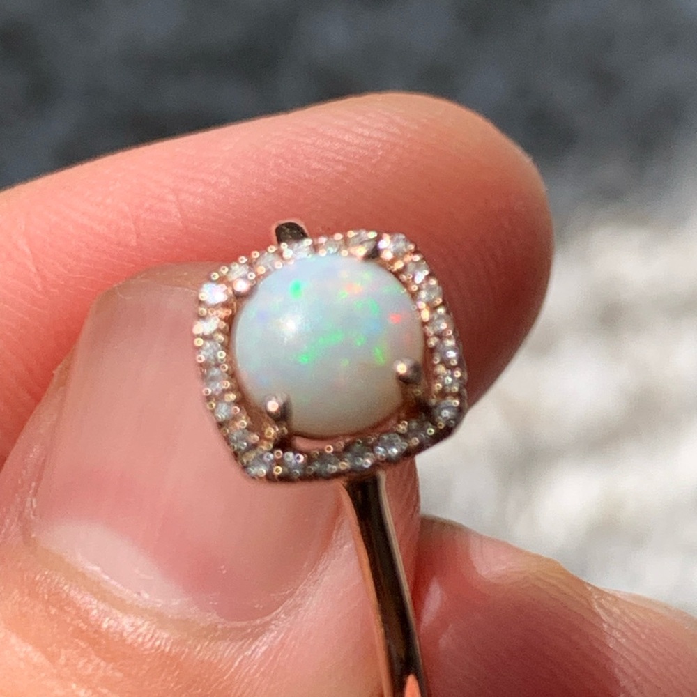 Effy 14k gold Opal and Diamond Halo Ring